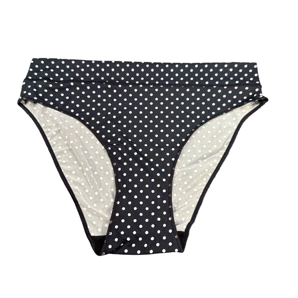 Maidenform Women's Sz Medium Panty Hi Cut Polka Dot Black White New Without Tags